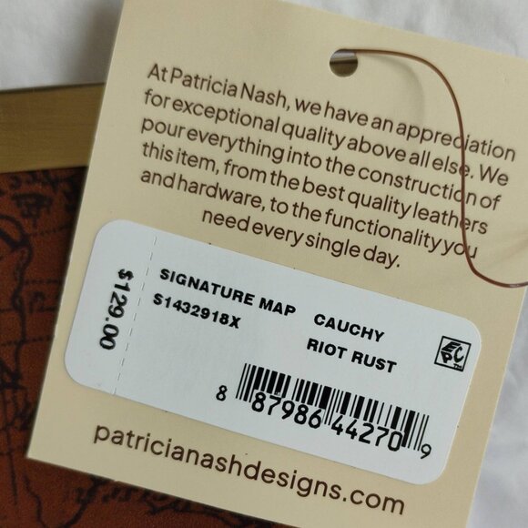 Patricia Nash Leather Cauchy Framed Wallet /w Map Print- Push Lock Closure-NWT - Picture 4 of 8